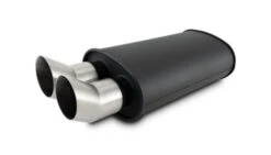 Vibrant 2.5" Inlet Flat Black Muffler With Stainless Dual DTM Style Tips Part Number: 12330