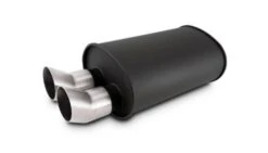 Vibrant 3" Inlet Flat Black Muffler With Stainless Dual DTM Style Tips Part Number: 12336