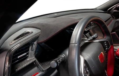 Revel 16-18 Civic Dry Carbon Center Dash Cover With Alcantara Cover Part Number: 1TR4GT0AH05A 4 Revel 16-18 Civic Dry Carbon Center Dash Cover With Alcantara Cover Part Number: 1TR4GT0AH05A - Image 2