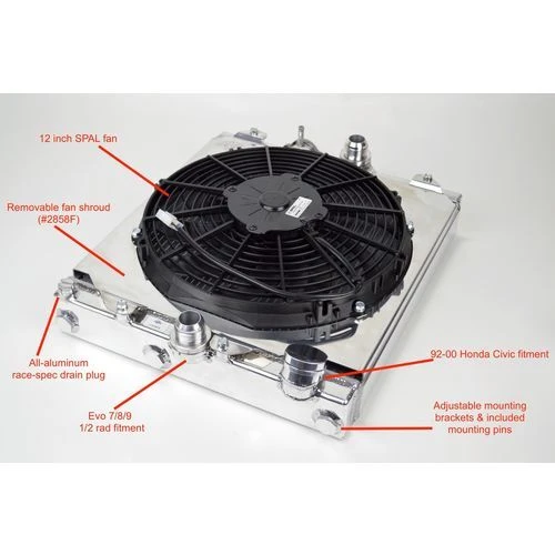 CSF 92-00 Civic Half Size 2 Row Radiator With Spal Fan Part Number: 2858X 7 CSF 92-00 Civic Half Size 2 Row Radiator With Spal Fan Part Number: 2858X - Image 5