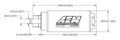 AEM E85 High Flow In-Tank Fuel Pump Part Number: 50-1200 11 AEM E85 High Flow In-Tank Fuel Pump Part Number: 50-1200 -K Series Parts Shop 50 1200 Drawing Med 500x167