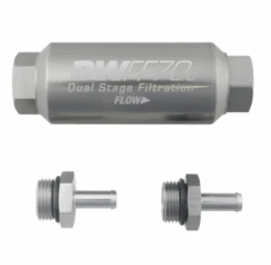 DeatschWerks 5/16in 10 Micron 70mm Compact In-Line Fuel Filter Kit Part Number: 8-03-70C-010K-516