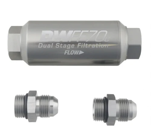 DeatschWerks -8AN 10 Micron 70mm Compact In-Line Fuel Filter Kit Part Number: 8-03-70C-010K-8 3 DeatschWerks -8AN 10 Micron 70mm Compact In-Line Fuel Filter Kit Part Number: 8-03-70C-010K-8
