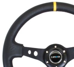 NRG 350mm Black Leather Yellow Mark Steering Wheel Part Number: RST-006BK-Y -K Series Parts Shop NRG PDL 150BK3 500x449