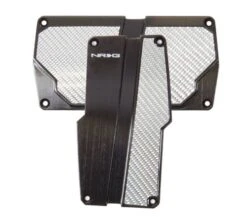 NRG Black With Silver Carbon Fiber Aluminum Automatic Sport Pedals Part Number: PDL-150BK