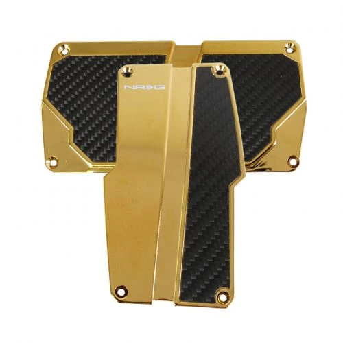 NRG Gold With Black Carbon Fiber Aluminum Automatic Sport Pedals Part Number: PDL-150CG 3 NRG Gold With Black Carbon Fiber Aluminum Automatic Sport Pedals Part Number: PDL-150CG