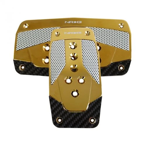 NRG Chrome Gold Black Carbon Fiber Aluminum Automatic Sport Pedals Part Number: PDL-450CG 3 NRG Chrome Gold Black Carbon Fiber Aluminum Automatic Sport Pedals Part Number: PDL-450CG