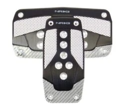 NRG Black With Silver Carbon AT Pedal Pad Cover Plates Part Number: PDL-450BK