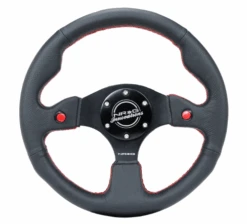 NRG Black 320mm Leather Steering Wheel With Duel Horn Buttons Part Number: RST-007R