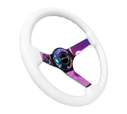 NRG 350mm Classic White Wood Grain W/ Neochrome Center Steering Wheel Part Number: RST-036WT-MC 4 NRG 350mm Classic White Wood Grain W/ Neochrome Center Steering Wheel Part Number: RST-036WT-MC - Image 2