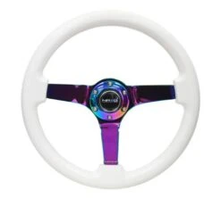 NRG 350mm Classic White Wood Grain W/ Neochrome Center Steering Wheel Part Number: RST-036WT-MC