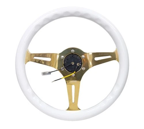 NRG 350mm Classic White Wood Grain W/ Chrome Gold Center Steering Wheel Part Number: ST-015CG-WT 6 NRG 350mm Classic White Wood Grain W/ Chrome Gold Center Steering Wheel Part Number: ST-015CG-WT - Image 4