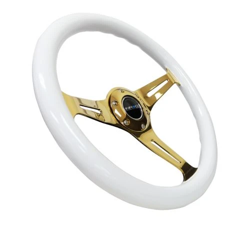 NRG 350mm Classic White Wood Grain W/ Chrome Gold Center Steering Wheel Part Number: ST-015CG-WT 4 NRG 350mm Classic White Wood Grain W/ Chrome Gold Center Steering Wheel Part Number: ST-015CG-WT - Image 2