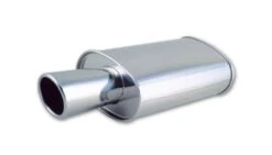 Vibrant Polished 2.5" Streetpower Oval Universal Muffler: Round Angle Cut Tip Part Number: 1046