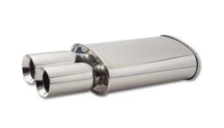 Vibrant Polished 3'' Streetpower Turbo Oval Universal Muffler: Dual Round Tips Part Number: 1047