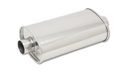Vibrant Polished 2.5" Universal Muffler: Center Center Part Number: 1102 2 Vibrant Polished 2.5" Universal Muffler: Center Center Part Number: 1102