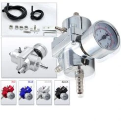 Rev9Power Silver Universal Fuel Pressure Regulator With Gauge Part Number: AC-007-SILVER